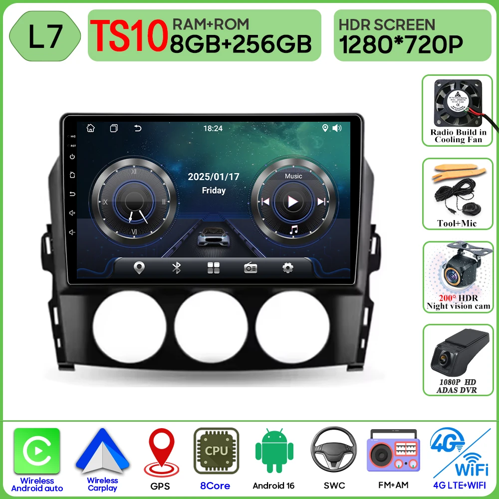 Autoradio Voor Mazda MX-5 MX5 III 3 NC 2005-2015 Stereo Multimedia Speler Carplay Android Auto GPS Video scherm 5G Wifi Geen 2din