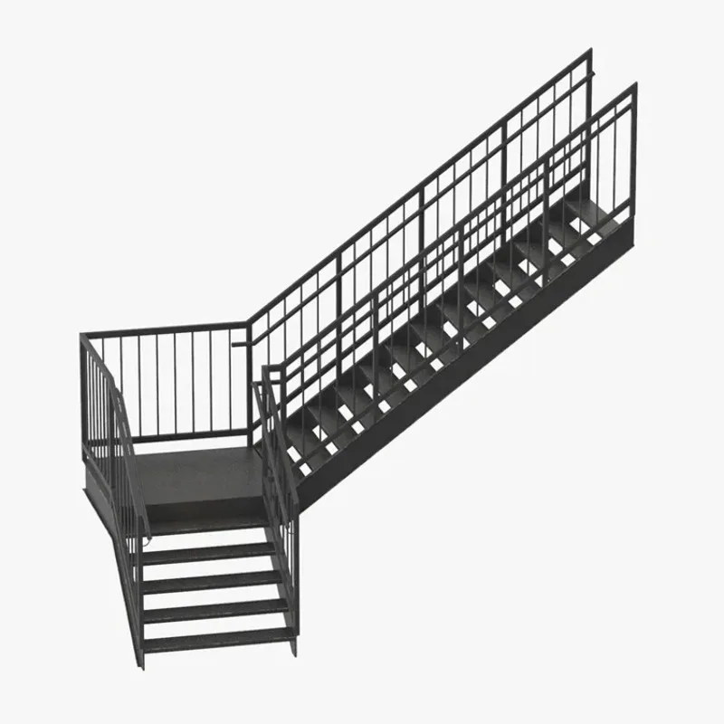 Outdoor Metal Fire Escape Staircase Exterior Prefab Mild Steel Stairs