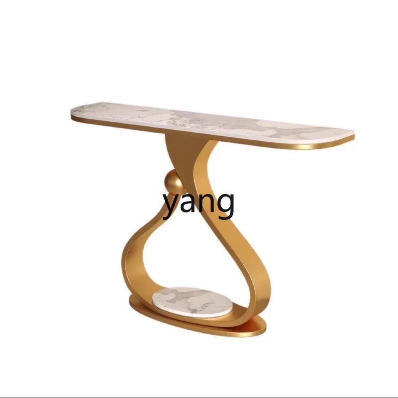 

YHM rock slab entrance table modern simple entrance table strip case end view table