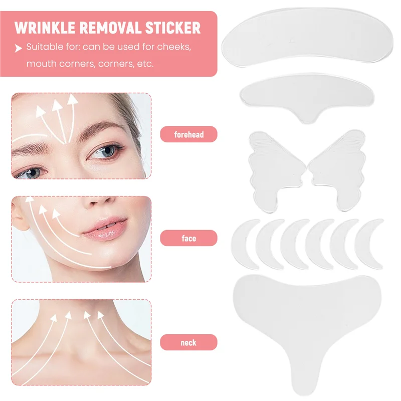 ABXH 11 قطعة قابلة لإعادة الاستخدام سيليكون إزالة التجاعيد ملصق الوجه الجبين الرقبة العين ملصق الوسادة مكافحة الشيخوخة الجلد رفع الرعاية التصحيح