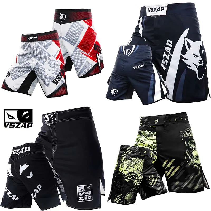 VSZAP MMA Muay Thai Shorts Wolf  Mma Sports Shorts Training Boxer Pant Sanda Breathable Cotton Loose Boxing Shorts gym Run