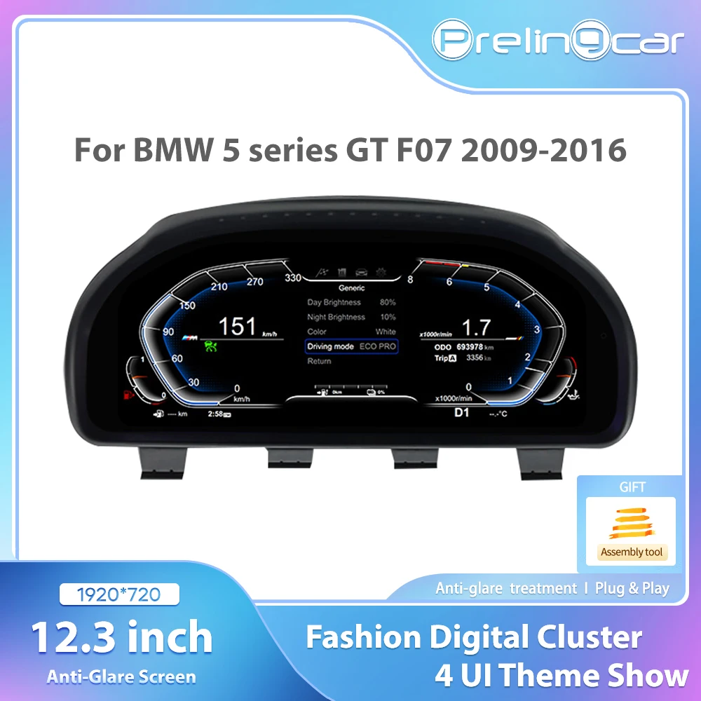 12.3'' Digital dashboard For BMW F10 F11 F18 F06 F12 F13 F01 F02 F03 LCD Dashboard Panel Speedometer Virtual Cockpit Instrument