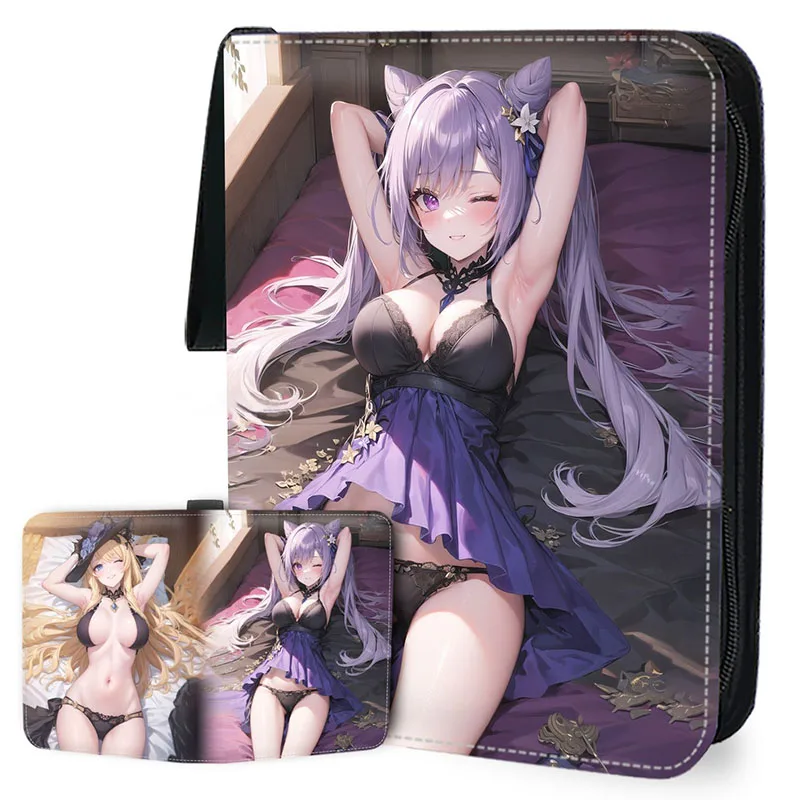 400/900pcs Genshin Impact Card Album Binder Book Folder Zipper PU Skin Anime Trading Cards Holder Collector with 50 inner Pages