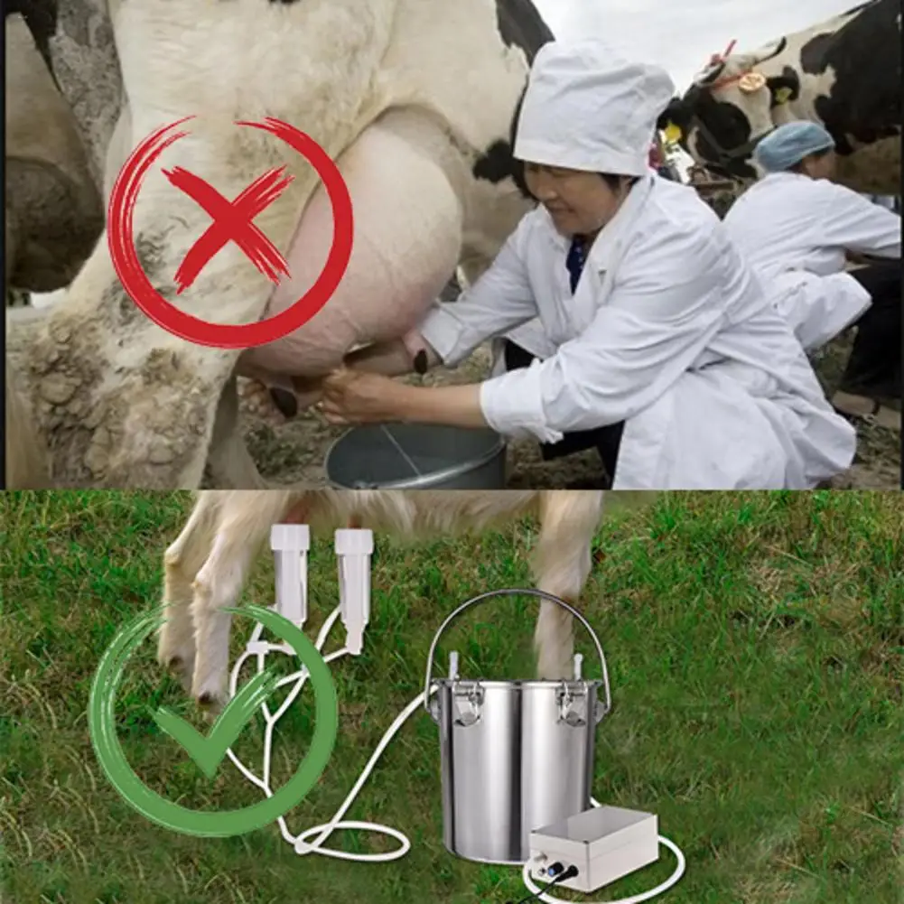 Cow Sheep Goat Electric Milking Machine Upgrade Stainless Steel Breast Pump Adjustable Household Suction Vacuum Pump 2L