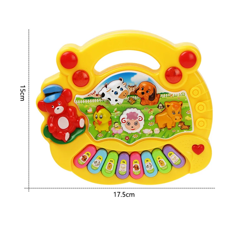 Brinquedo musical do bebê com som animal, teclado piano infantil, instrumento elétrico piscando música, primeiros brinquedos educativos para crianças