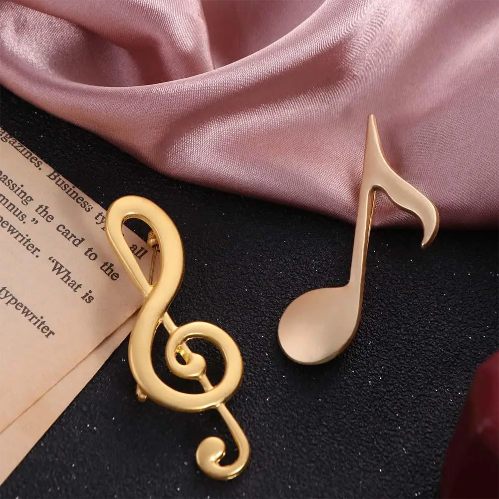 Fashion Music Instrument Eighth Note Pin Music Note Alloy Treble Clef Pins Jewelry Vintage Harp Badge Backpack Decoration