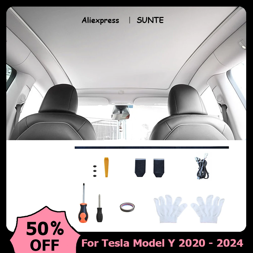 Tesla Electric Sunshade for Model Y 2024 2023 2022 Integrated Car Sunroof Shade Retractable Sun Visor Interior Modificati Parts