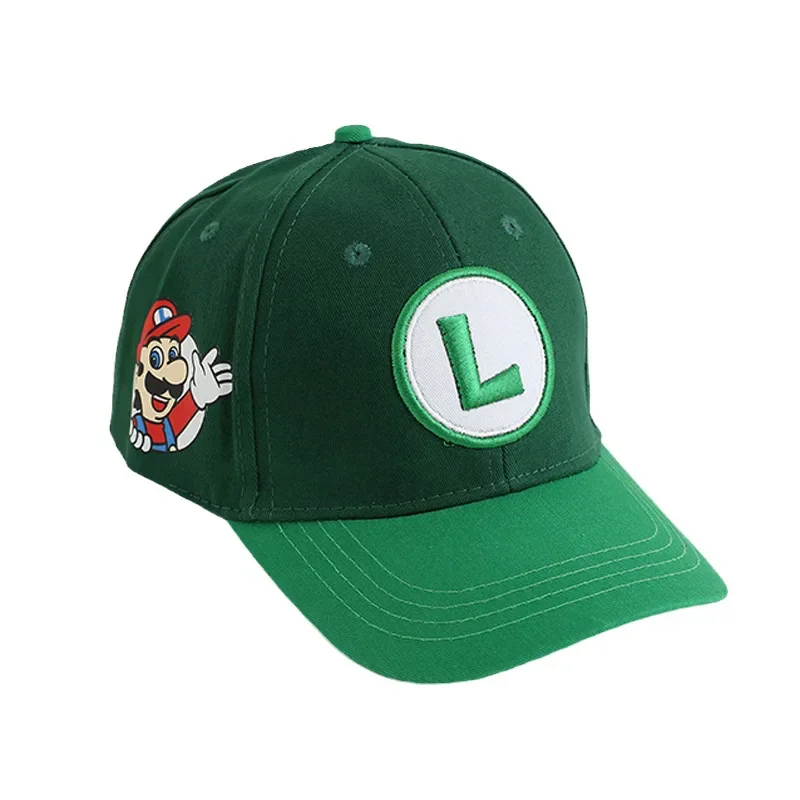 Super Mario Anime Bowser Luigi Yoshi Figure Cotton Dome Children\'s Size Four Seasons Visor Hat Baseball Cap Kids Birthday Gifts