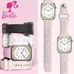 Barbie kayış için Apple saat bandı 38mm 41mm 42mm 45mm 40mm 44mm 49mm silikon spor kazınmış bilezik iwatch 8 Ultra Se 7 6 5 4