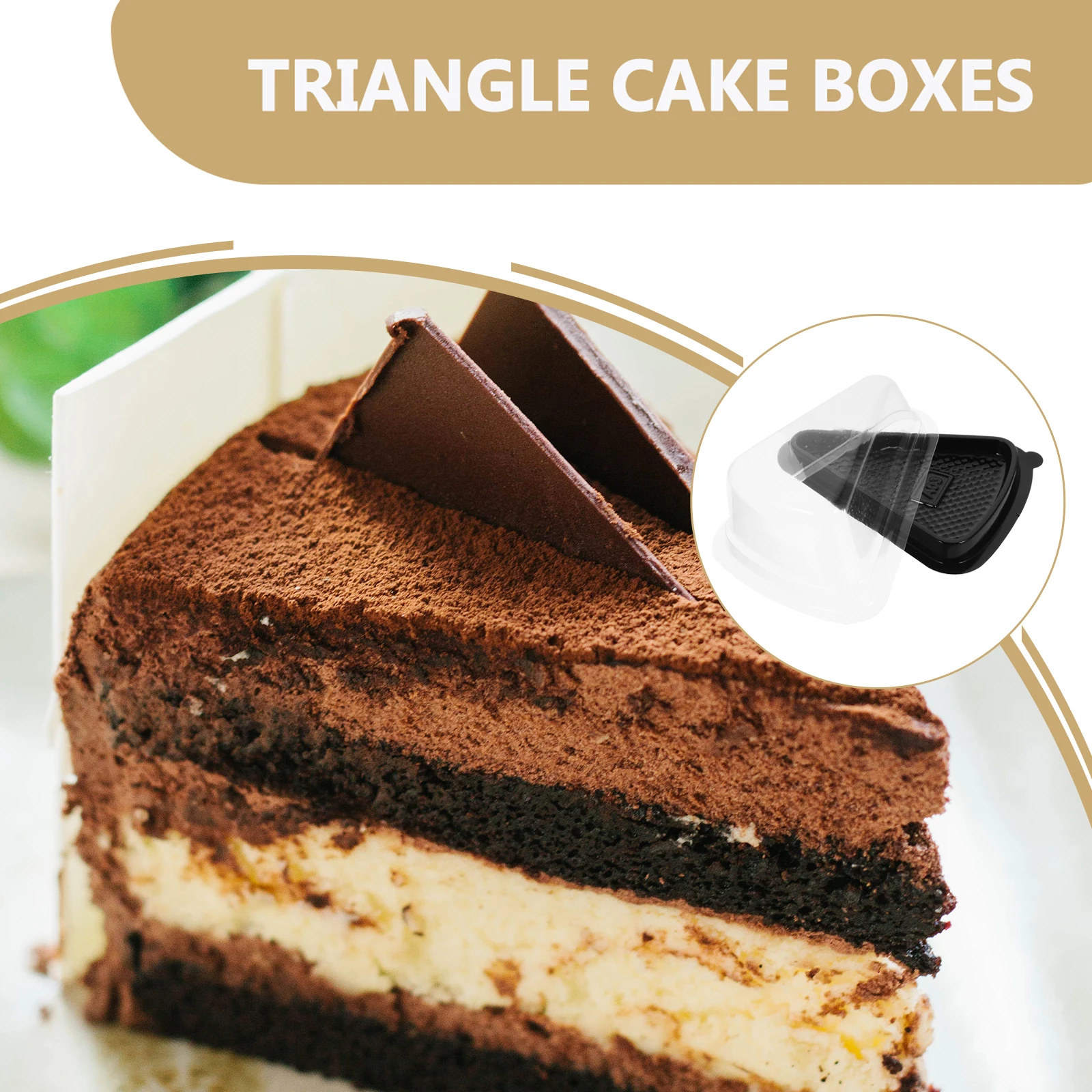 10pcs Plastic Mousse Boxes Clear Triangle Cake Containers Food Grade Reusable Bakery Packaging Black Bottom Transparent Lid