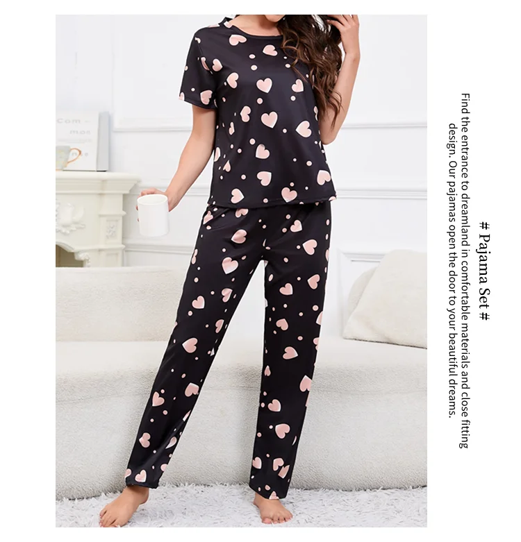 Damen-Pyjama, Heimanzug, weicher Komfort, Nachtwäsche, Loungewear, Herbst, Rundhalsausschnitt, Tops und Shorts, Pyjamahose, 3-teiliger Pyjama für Damen – Detail 20
