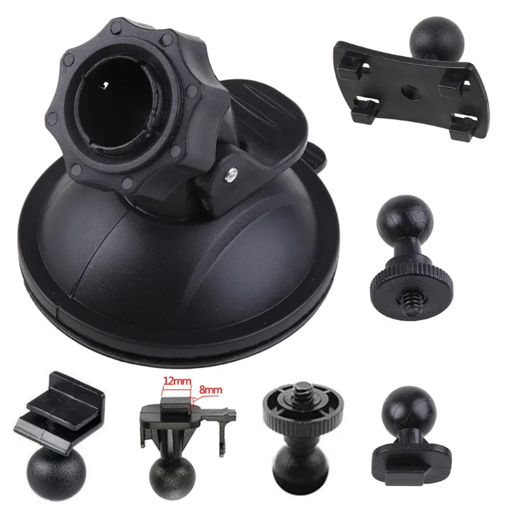 Car Suction Cup For Dash Cam Holder Vehicle Video Recorder With 6 Types Adapter Plastic Black GPS Holders Accessories