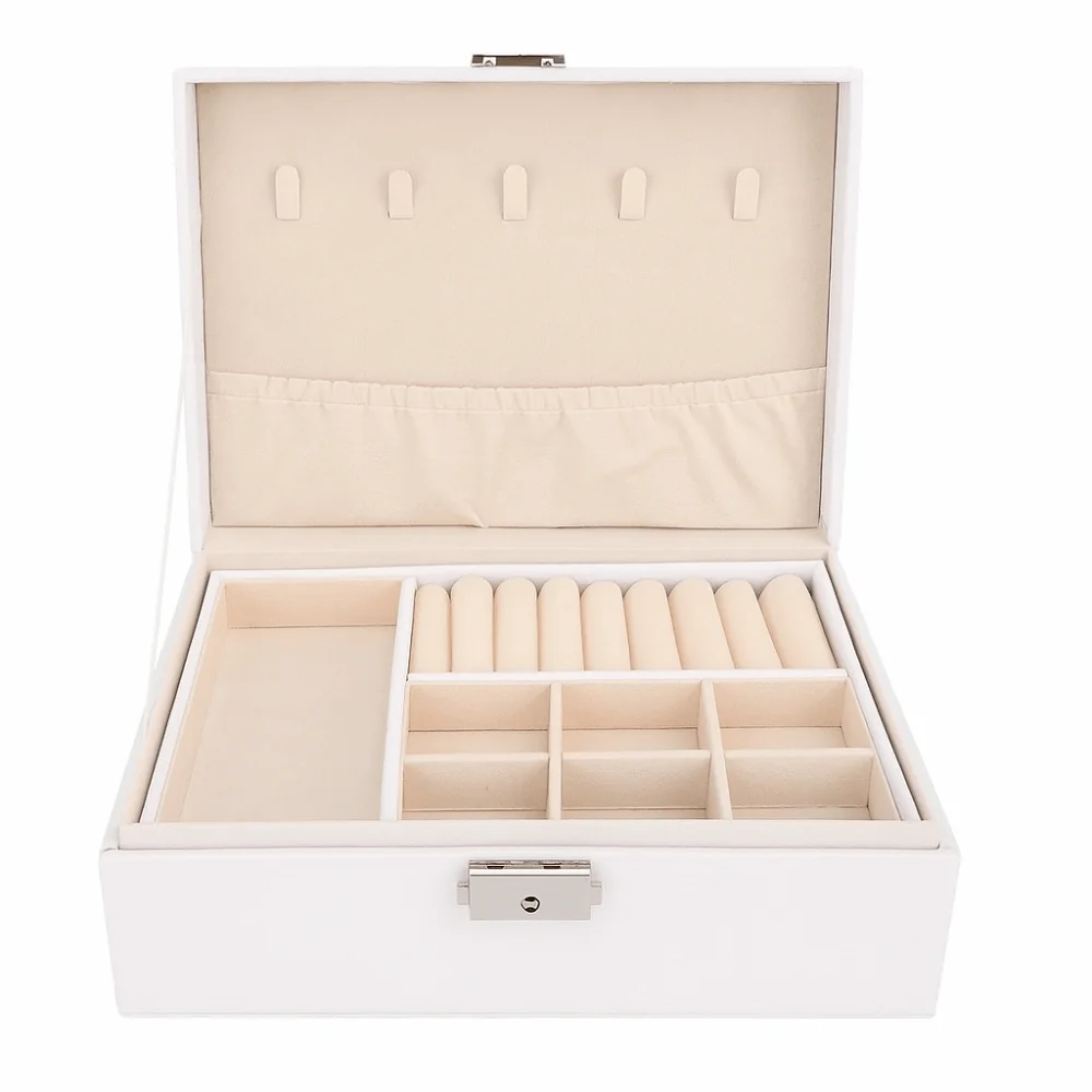 

Jewelry Display Double Layer Jewelry Box Ornaments Case Storage PU Leather Displays Box Packaging Earring Holder