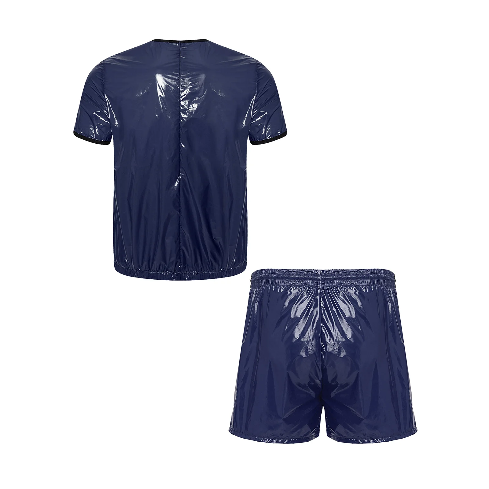 Men Summer Waterproof Outfit Short Sleeve T-shirt Top with Shorts Built-in Briefs for Beach Pool Swim Club Party Sports Cycling view 4