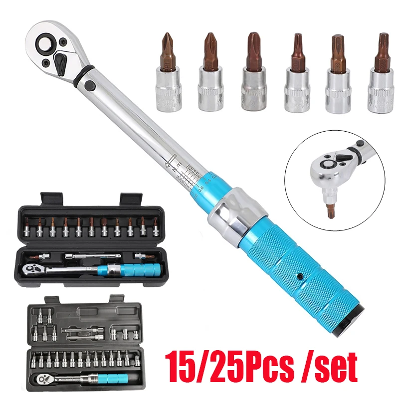 15/25 pcs/set Torque Wrench Set 1/4