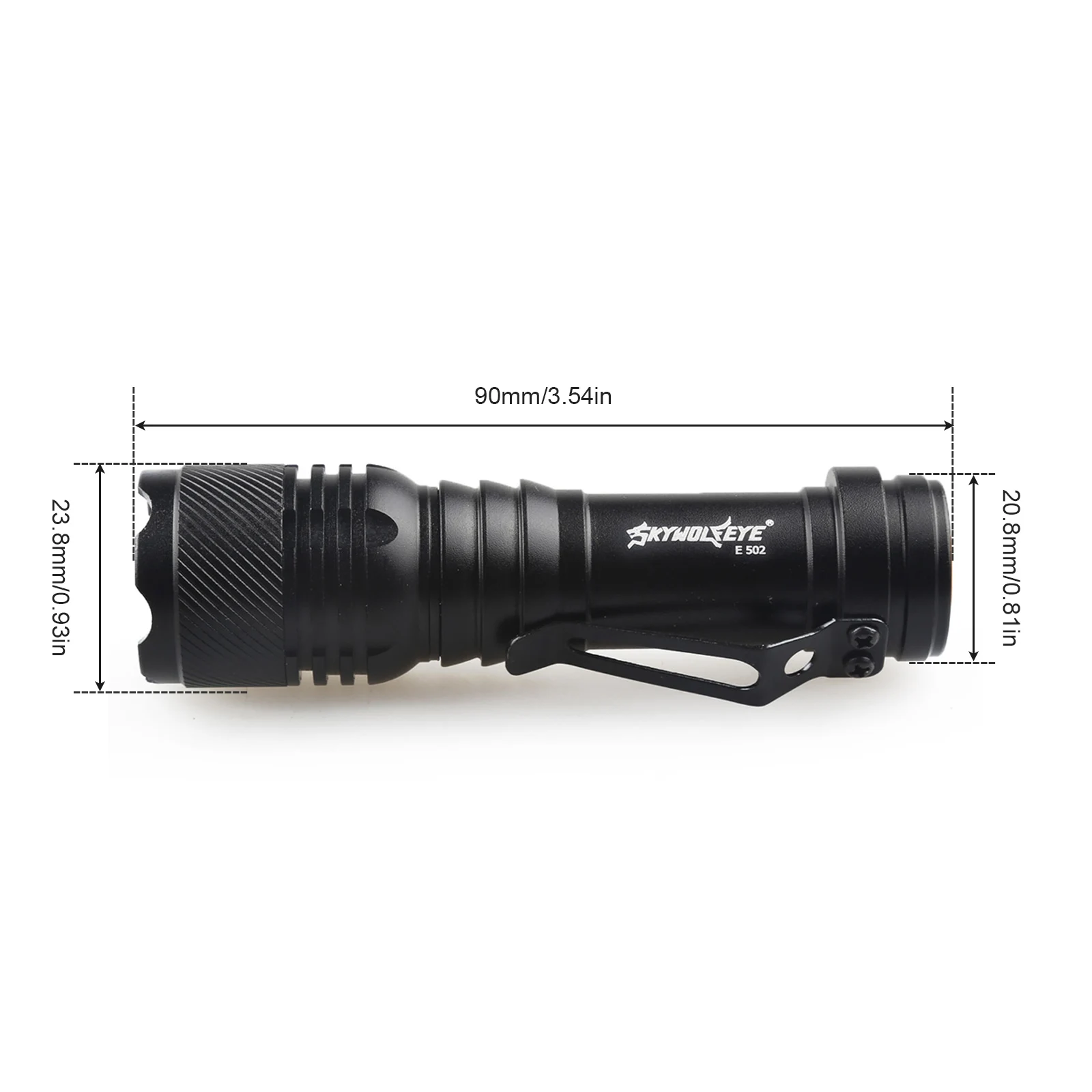 SKYWOLFEYE-Luz LED E502 800LM Q5, 3 modos de Flash, lámpara de antorcha impermeable con zoom