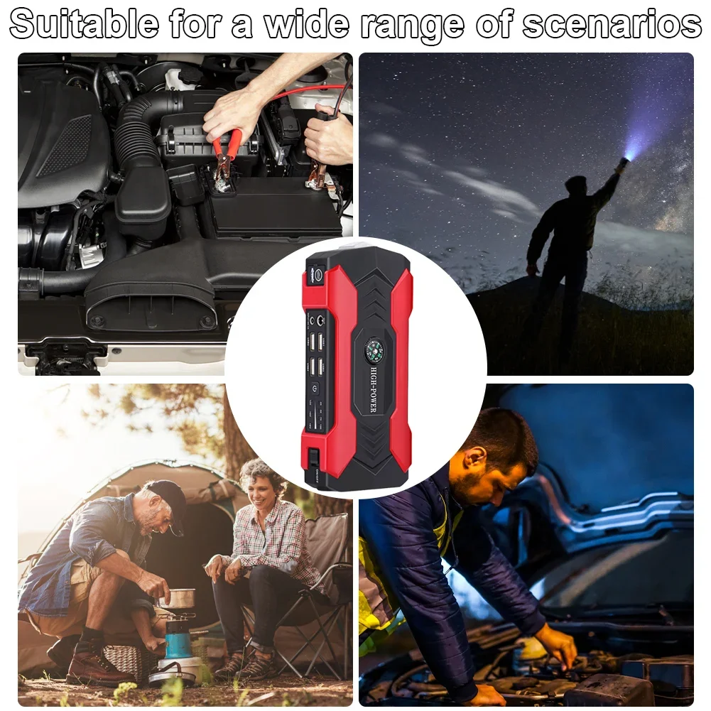 12V Car Charger for 6.0L  3.0L Diesel Engines Car Jump Starter Booster 98000mAh with LED Light/4 USB Output Jumpstarter