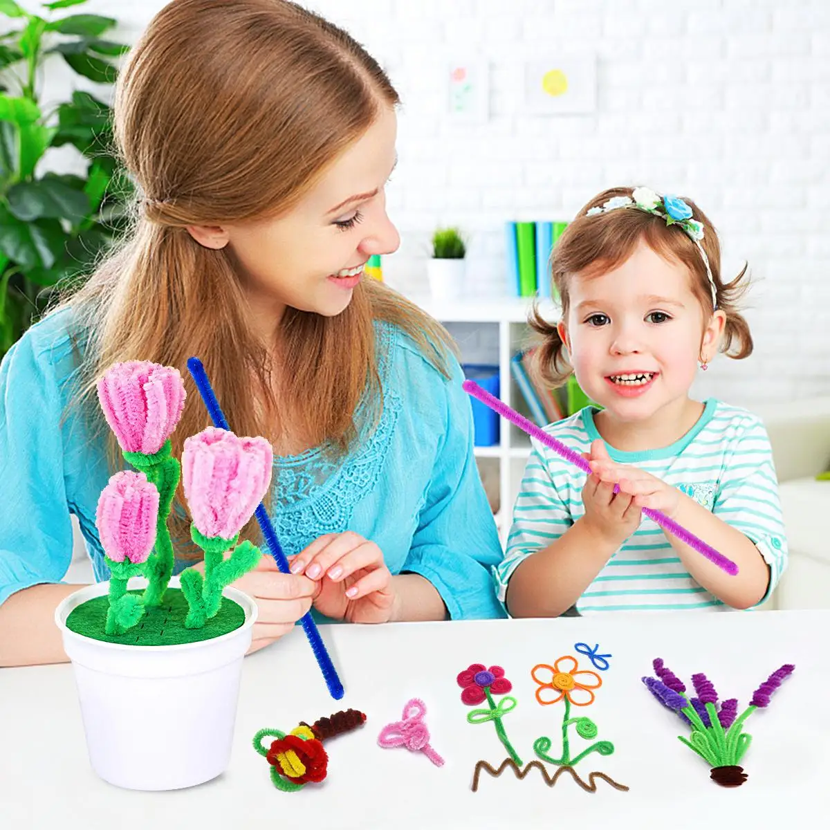 Flexible Stem Colorful Bendable Sticks Twistable Stems Toy Cartoon Folding Twistable Sticks Craft Supplies Decor