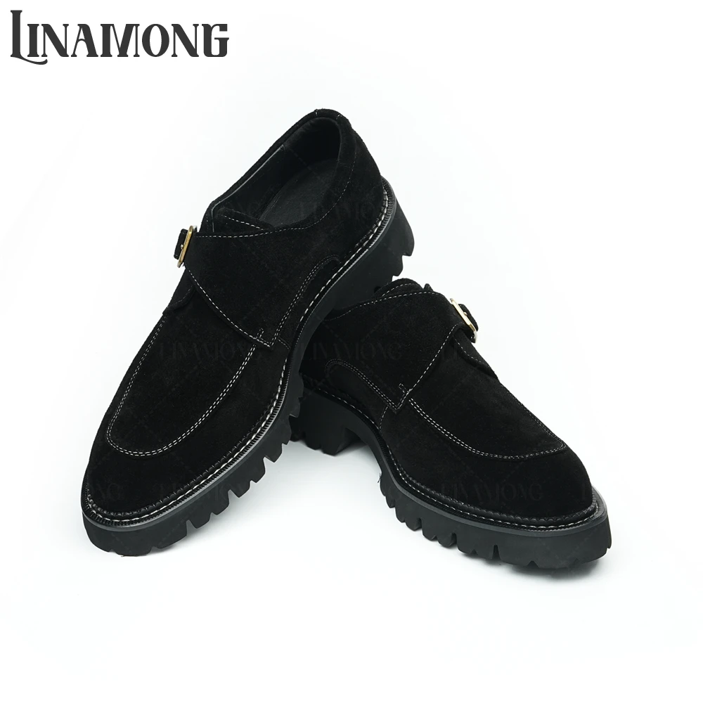 البقرة المدبوغ الراهب أحذية Nubuck حقيقية أحذية من الجلد مصمم ريترو ستايل الأعمال فستان أحذية سميكة المطاط وحيد أحذية جلدية للرجال