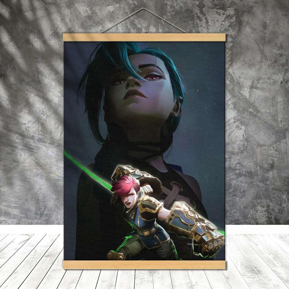 Arcane Season 2 Jinx Vi Posters Painting Decor Scroll Digital Canvas Unframed Decorative Tapestry