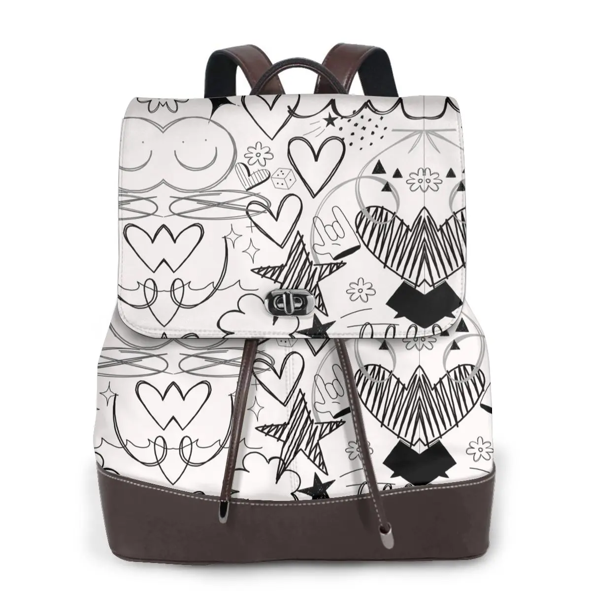 Nieuwe dames multifunctionele graffiti stijl prints rugzak casual lederen schooltas voor meisjes mode reizen schoudertas