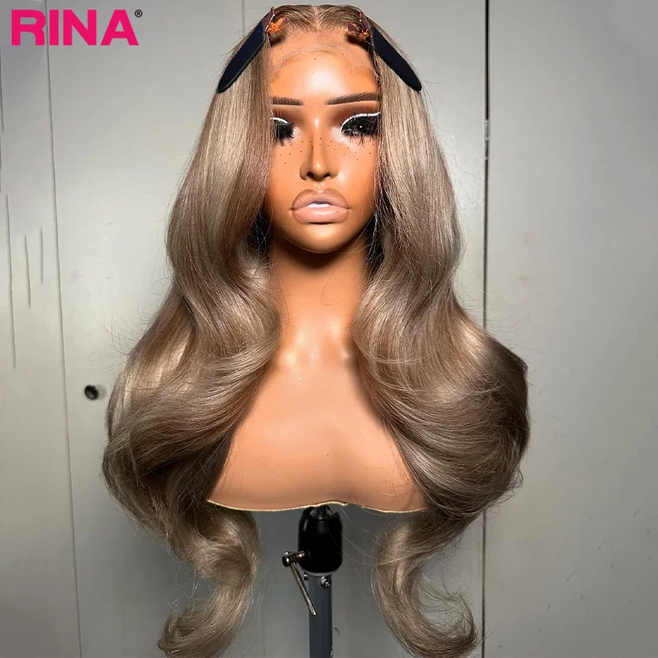 Ash Blonde Straight Transparent Lace Front Wig, Pré Arrastado Cabelo Humano, Loiro Cinza Perucas Coloridas para Mulheres Negras, Densidade 180, 13x4 13x6