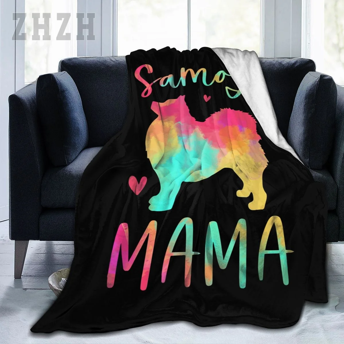 Blanket Samoyed Mama Colorful Samoyed Gifts Dog Mom Flannel Multifunction Outdoor Camping Sofa Cover Keep Warm