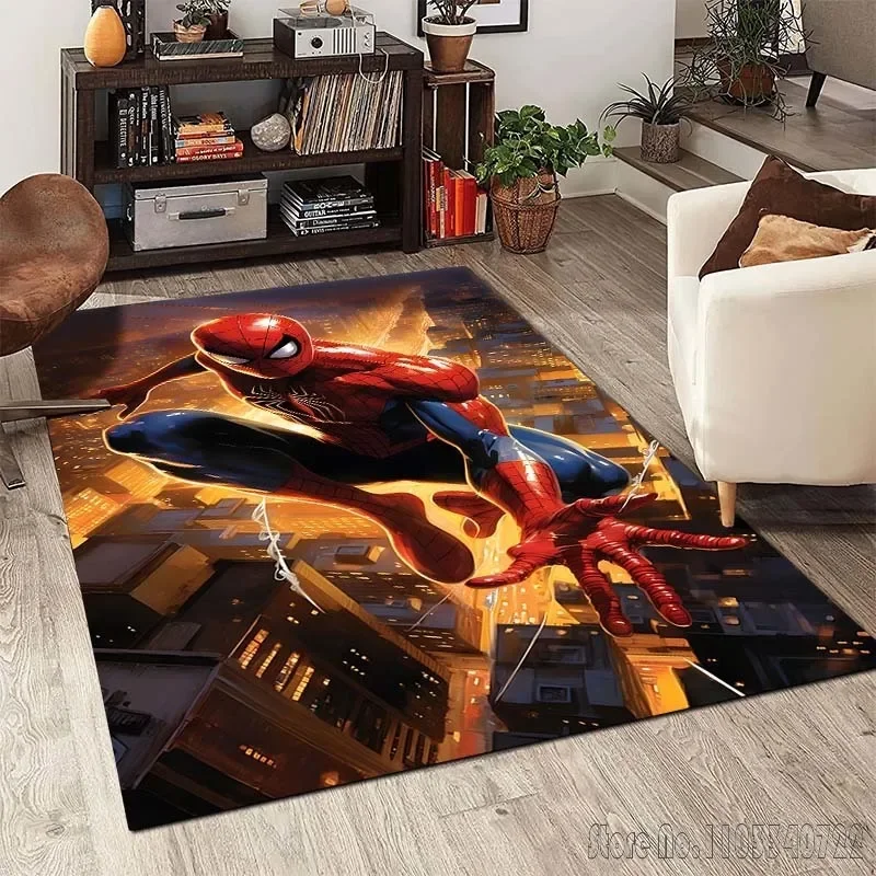 Anime Marvell Spider Man karpet bergambar untuk ruang tamu kamar tidur dekorasi Sofa anak-anak bermain Area rumah anti-selip tikar lantai hadiah