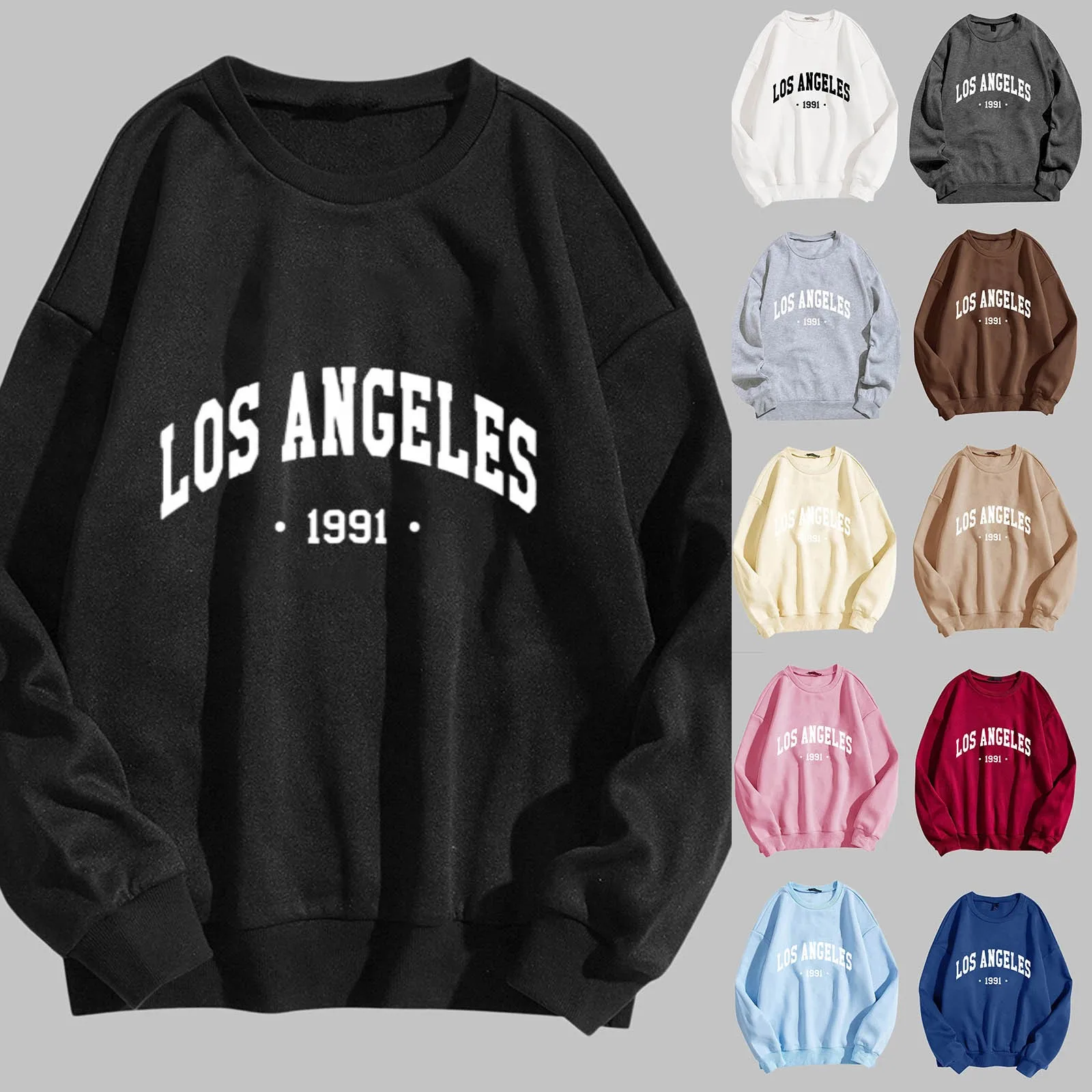 

Los Angels 1991 Letter Prints Men Sweatshirts Vintage Hip Hop Casual Long Sleeves Street Fashion Clothes All-match Men Hoodies