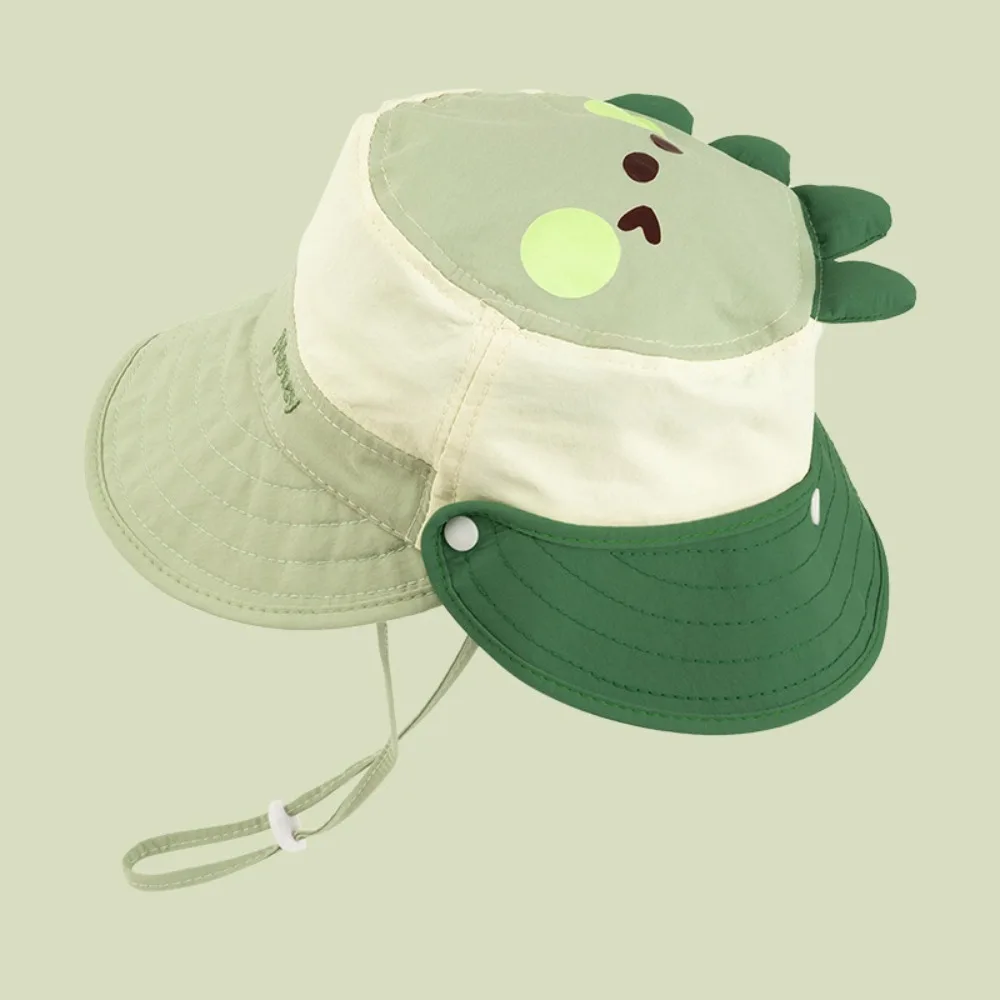 

Quick-dry Cartoon Animal Bucket Hat Detachable Shading Hat Summer Sunhat Letter Embroidery Anti-UV Sun Hat