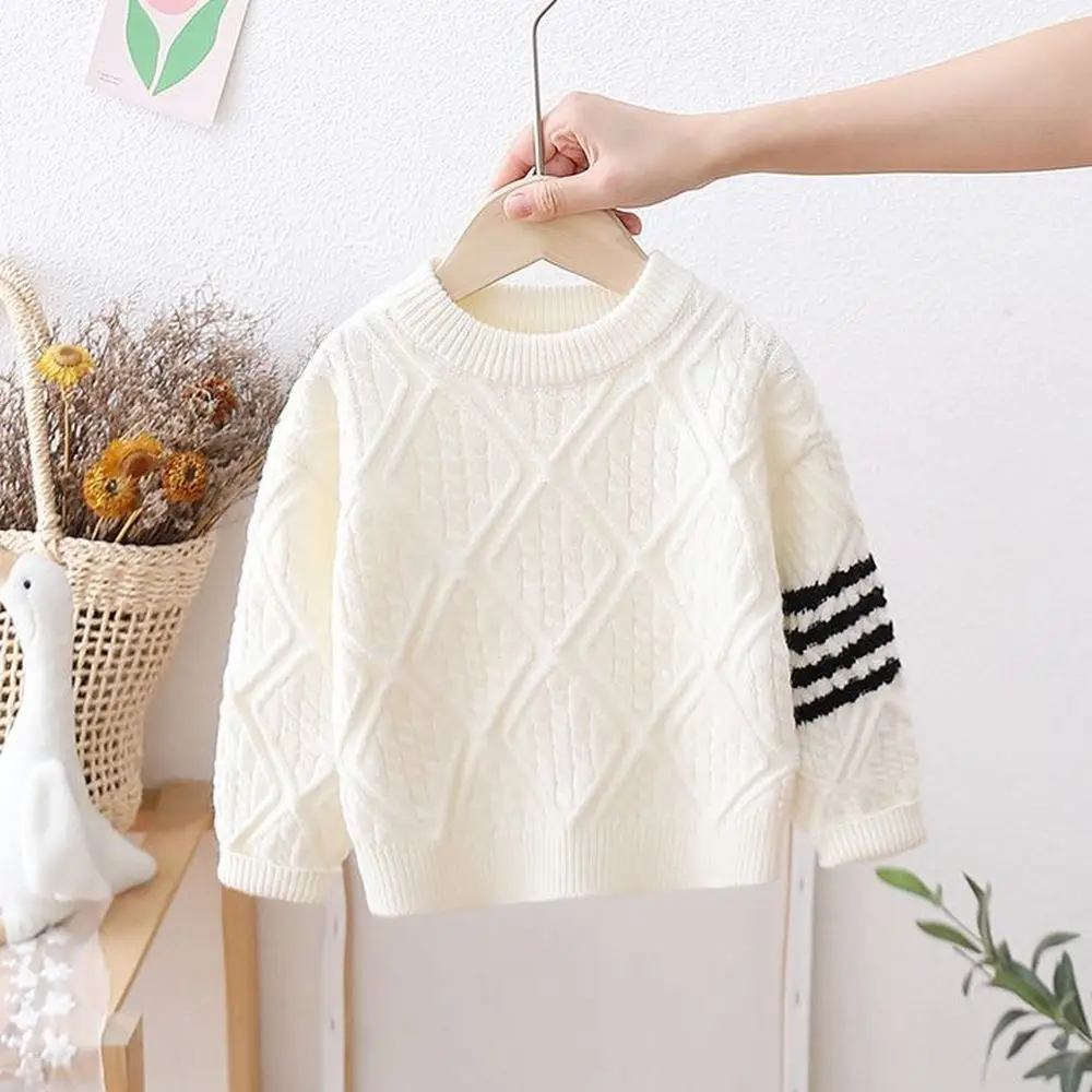 

2024 New Boys Sweater for Spring Autumn Kids Boy Strip Sweaters for Boys Children Knit Clothes O-Neck Fashion Style Pullover Top