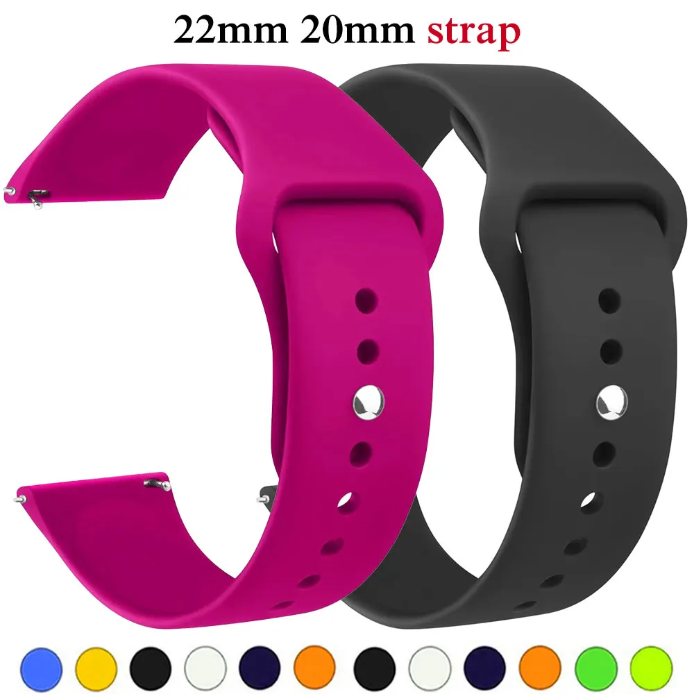 22mm 20mm strap For Samsung Galaxy watch 6/4/Classic/5/5 pro/Active2/Gear S3 Silicone bracelet Huawei watch GT 2/2e/3/3 pro band