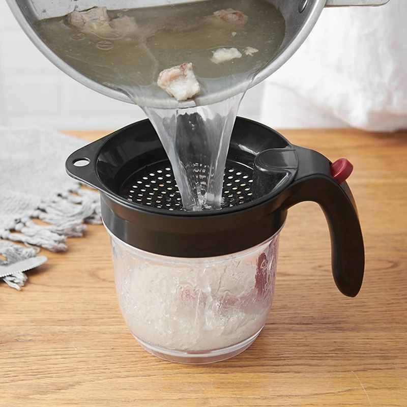 Kitchen Tool Fat Separator With Bottom Release Fat Separator With Strainer Soup Residue Oil Filter Separate-Boom