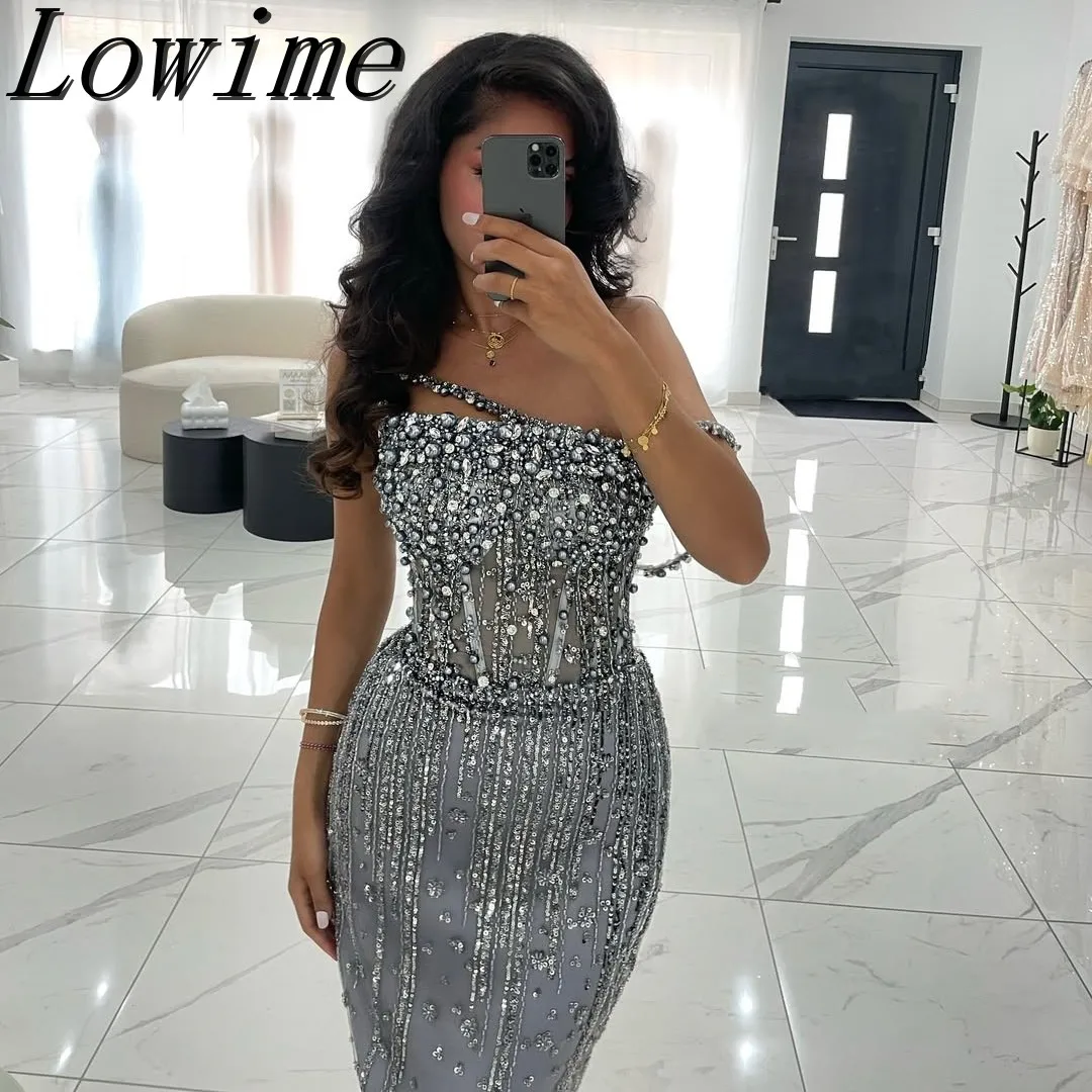 

Серебристо-серое индивидуальное арабское коктейльное ночное платье на тонких бретельках, платье для выпускного вечера, элегантное выпускное вечернее женское платье с блестками