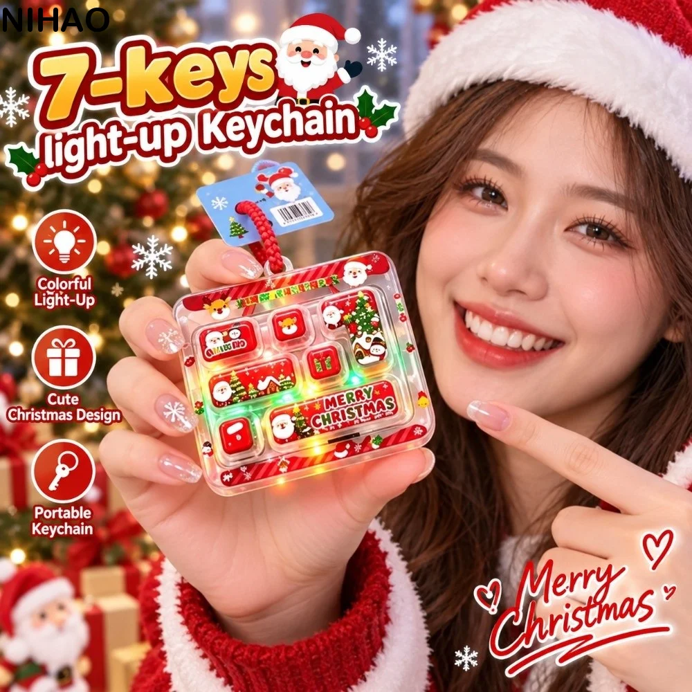 17-Key Decompression Button Cute Design Transparent Dual-Tone Mini Keyboard Pendant With lights Simulation Keyboard