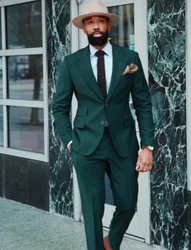 Traje de solapa de Pico Verde hecho a medida para hombre, esmoquin de boda, Blazer ajustado para novio de negocios, ropa de diario masculina, 2 piezas