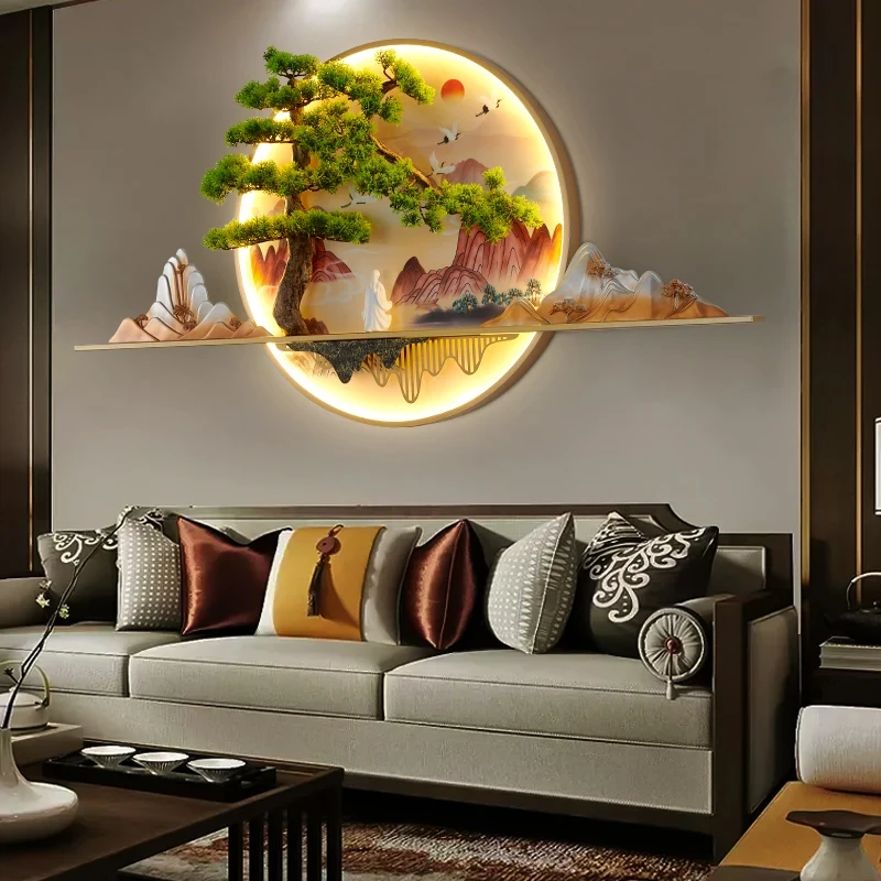 Imagem -03 - Modern Chinese Landscape Picture Lâmpada Pintura de Parede 3d com Luzes Criativos Home Decor Sala de Estar Estudo Quarto