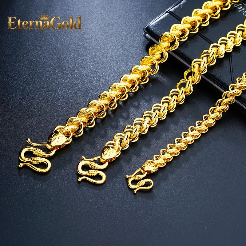 

EternaGold Luxury 24K 9999 Pure Gold real gold Men's Thai Chain Necklace Men's Necklace