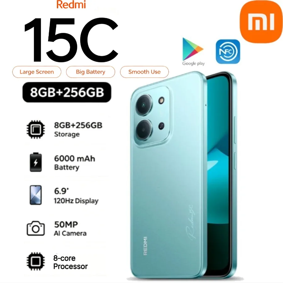 Xiaomi Redmi 15C 5G Smartphone 2026 New Global Edition 8GB RAM 256GB Storage 6.81-inch Display Dual SIM 5G Network