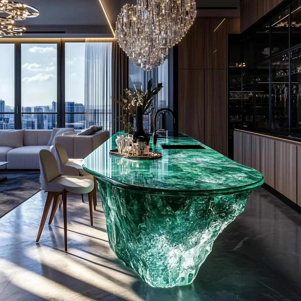 Light-luxury Luminous Transparent Acrylic Nordic Modern Bar Counter Living Room Coffee Table Art Design
