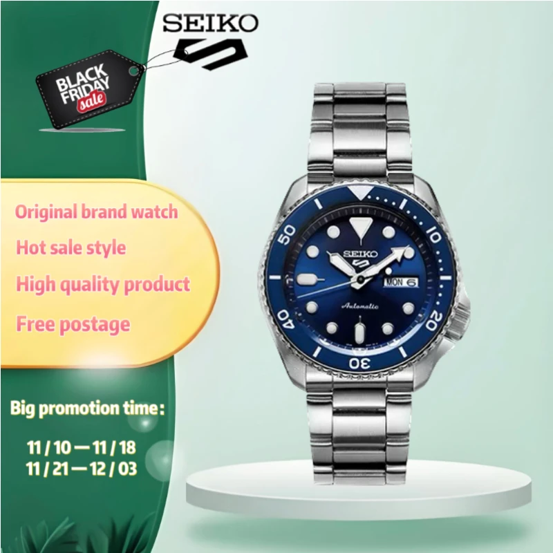 Original SEIKO Automatic SRPD53K1 Series Men Watches Calendar Waterproof Watch Steel Band Round Rotatable Quartz Wristwatches