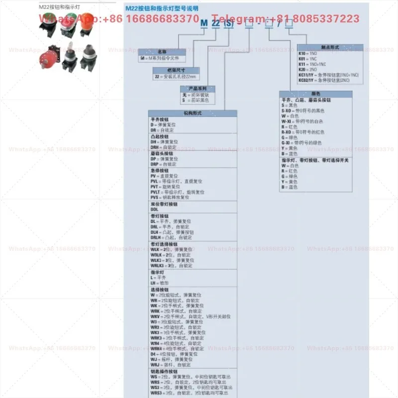 M22-WRS/K11 2-position lock with key selection 1NO1NC