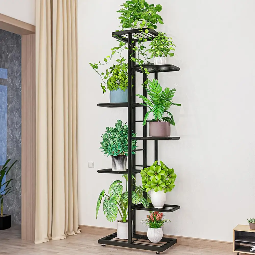 Pflanzenständer für drinnen und draußen, 7-stufiges 8-Topf-Blumenregal aus Metall für mehrere Pflanzen, Pflanzenständer für das Wohnzimmer