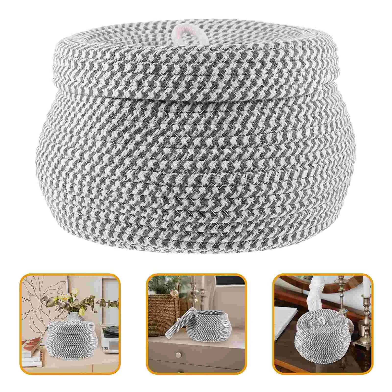 

Nordic Home Storage Basket Small Cotton Rope Woven Jewelry Baskets Bins Desktop Snack Organizer Multifunctional Holder