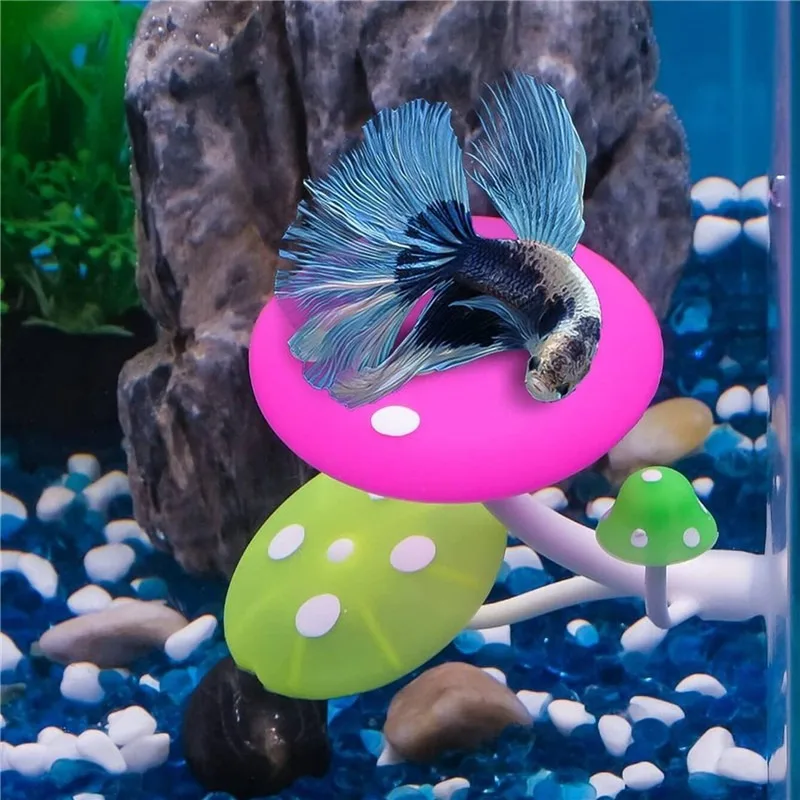 Fish Habitat Leaf with Suction Cup Betta Spawning Natural Shelter Fish Resting Mushroom Bed Aquarium Decoration Fish Supplies