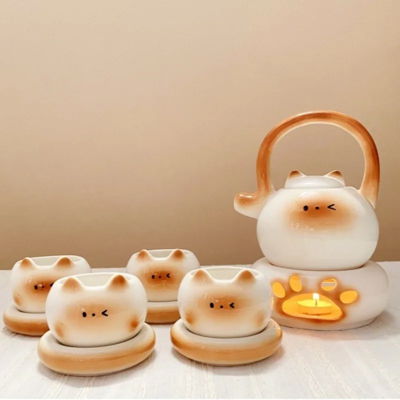 

Креативный керамический кофейный чайный сервиз с сиамским котом, фарфоровая чайная чашка с корейским мультяшным котом, милые подарки на свадьбу и новоселье
