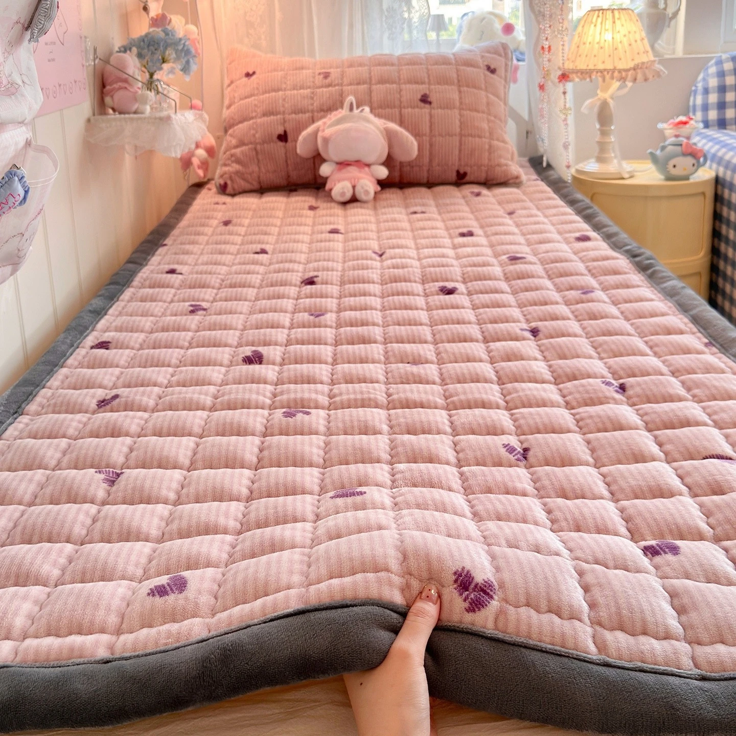 Winter Thick Warm Soft Mattress Topper Dormitory Single Bed Sheet Plush Bedspread Thin Bed Pad Mattress Cover Tatami Floor Mat
