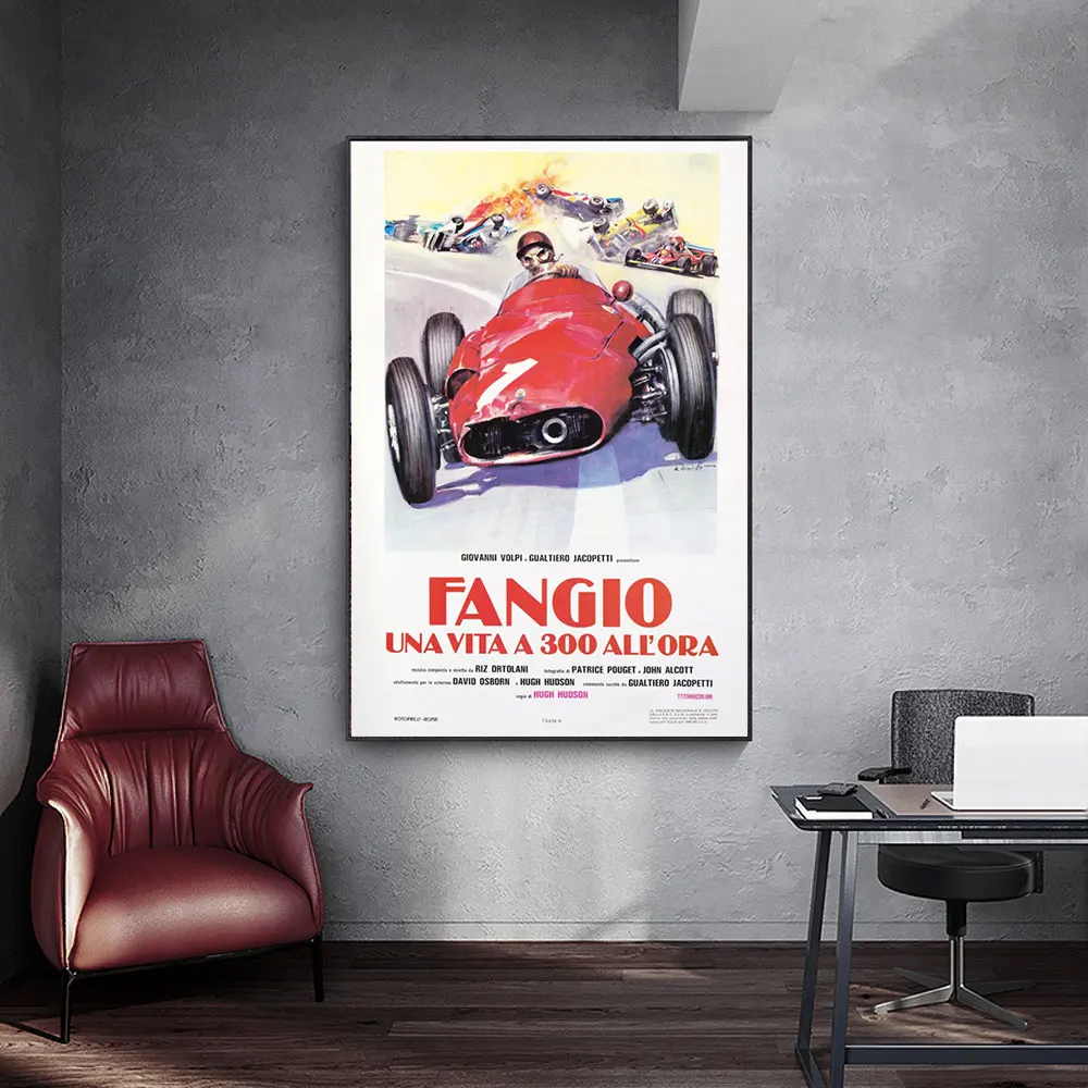 FANGIO Racing Car Poster Painting Canvas Print Nordic Home Decor Wall Art Picture For Living Room Decoration Frameless