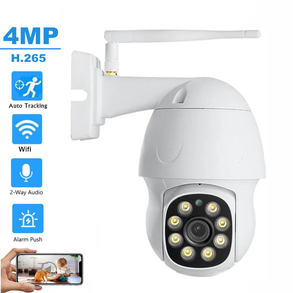 

HD 4MP Wireless IP Camera Wifi Auto Tracking Audio Surveillance Security Camera Outdoor Waterproof Metal Casing P2P Color Night