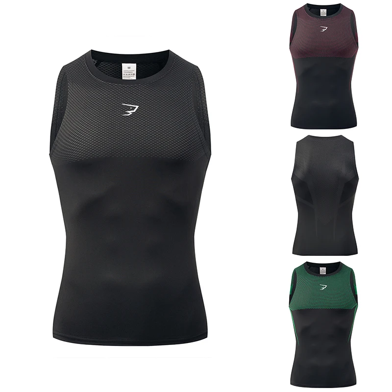 

Men Running Compression Tank Top Sleeveless Sport Vest Gym Fitness Sportshirts Male Jogging Sportswear Homme Athletic Shirt Tops